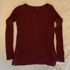 American Eagle Burgundy CableKnit Sweater